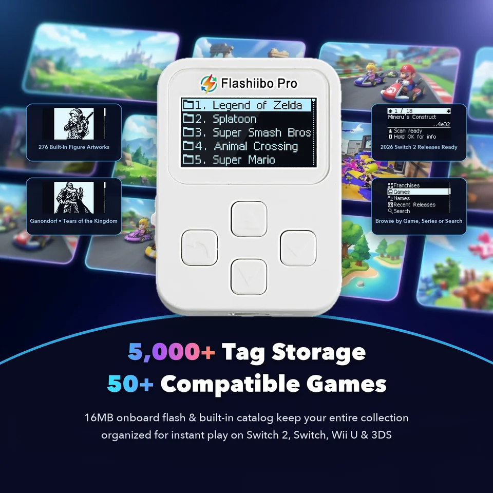5,000+ Tag Storage & 50+ Compatible Games on Flashiibo Pro Gen 3